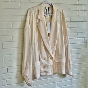Maison Blanche Inside Out Oversized Unisex Blazer in Ivory, SZ L (4) NWT!